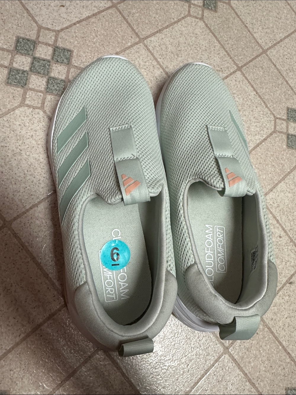 Adidas Women's Slip-On Light Green Cloudfoam Comfort Sneakers